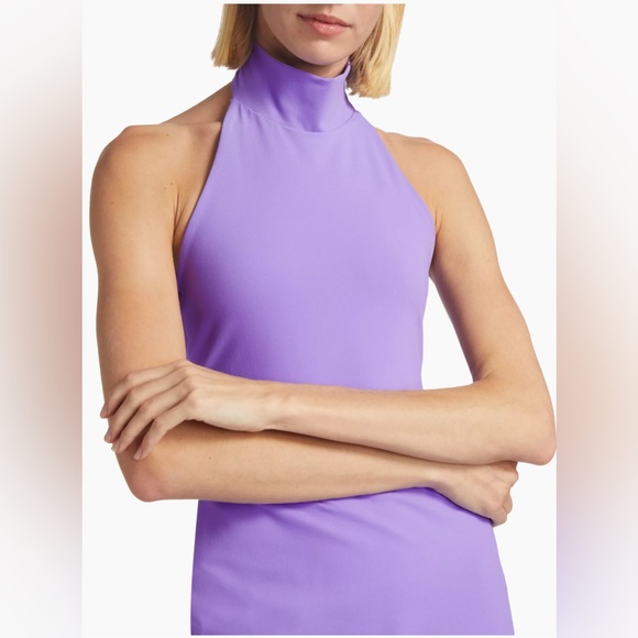 Susana Monaco High Neck Halter Midi Dress BarbieCORE Hit Pink NWT X Small - Picture 6 of 14